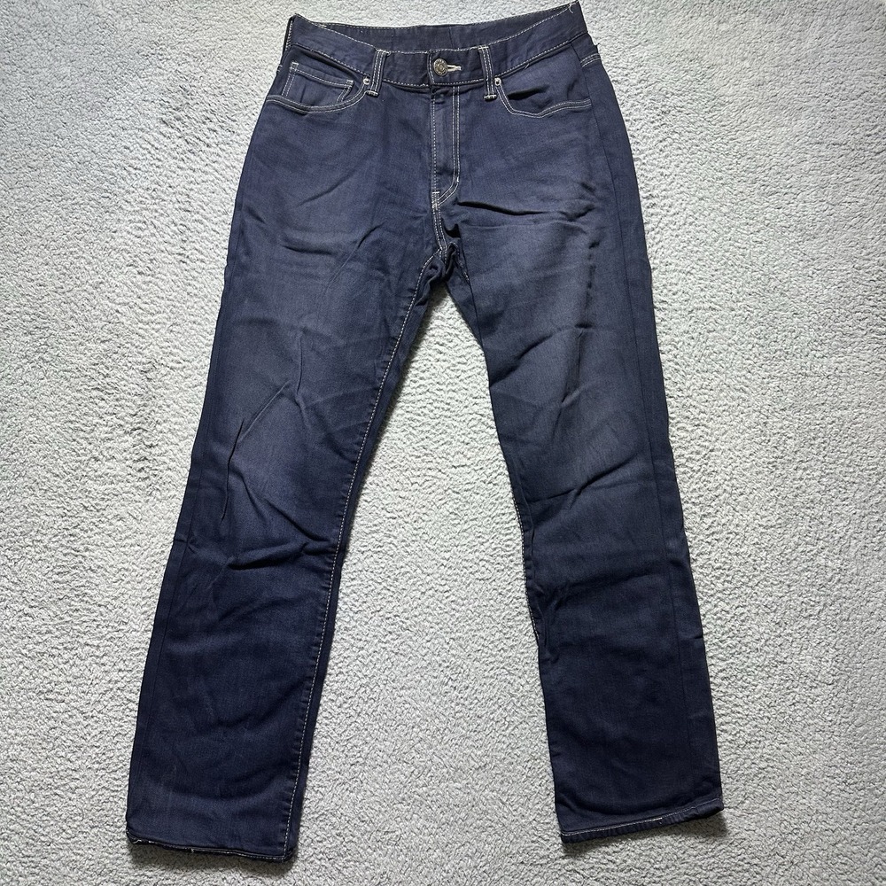 Guess Jeans Mens 30‎ Brit Slim Tapered Blue Stretch Denim Thick Stitch Stretch